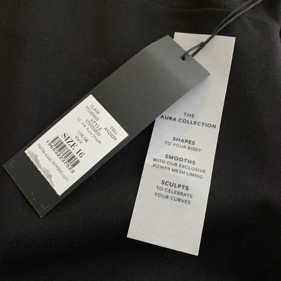 WHBM Dress NWT Women's Size 16 Black Aura Sculpt Lined Sheath Short Sleeve - Picture 6 of 9